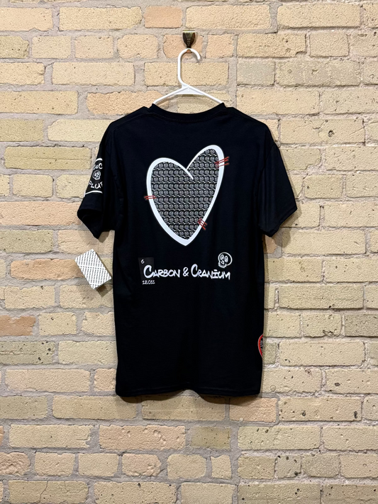 Aquamarine Blue Skull with Black Heart Back