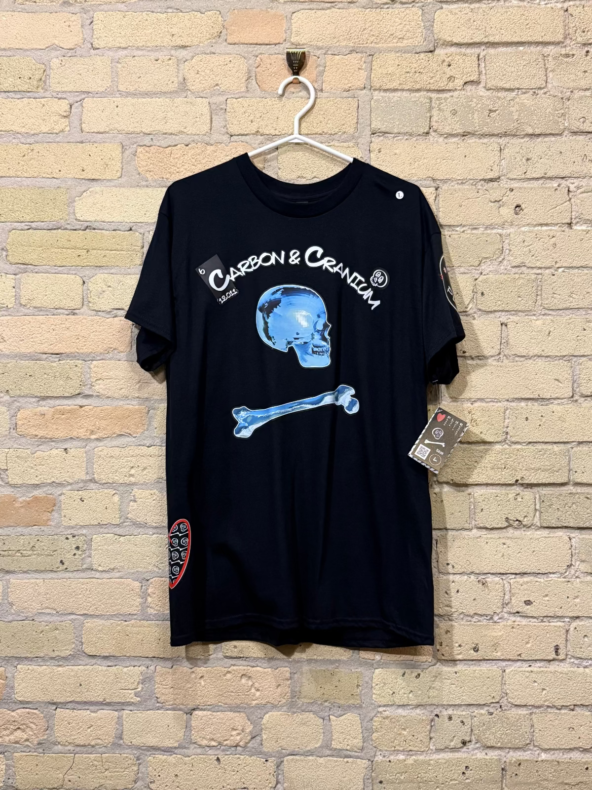 Aquamarine Blue Skull with PLUR Cross Back