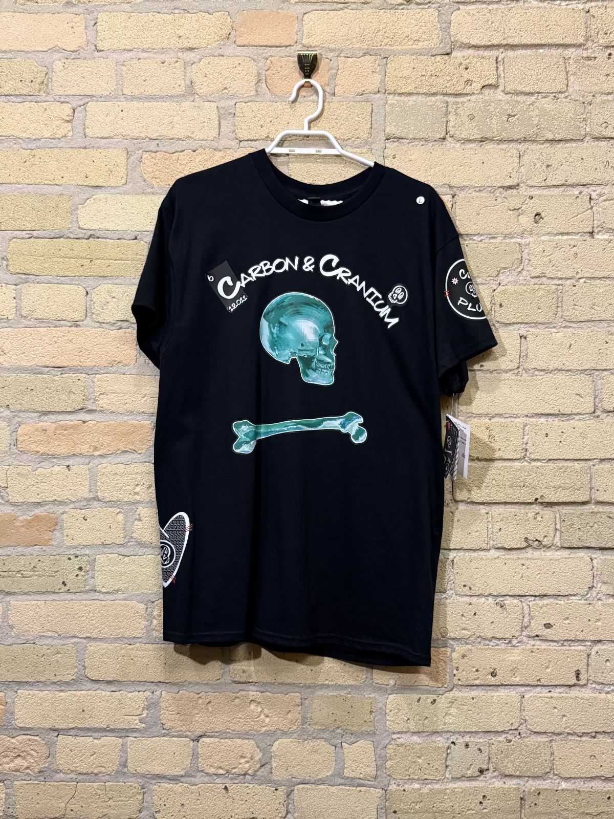 Emerald Green Skull with Lucky 4 Leaf Clover Back